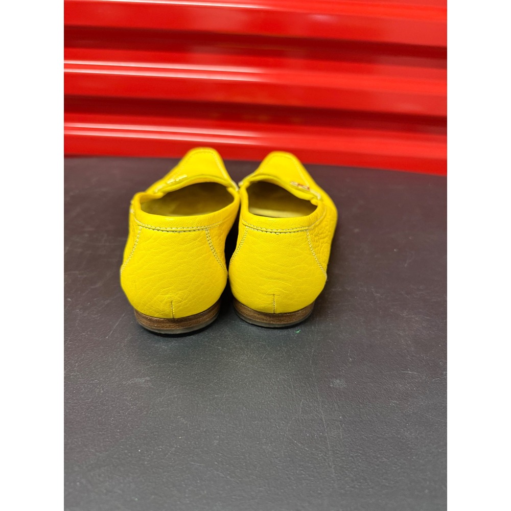 Dolce & Gabbana Womens Yellow Leather DG Logo Square Toe Loafers Flats Size 37 - Picture 9 of 14
